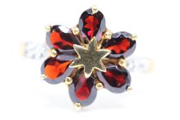 Sterling ring set with Zambian garnet & diamond go