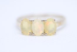 Sterling silver ring set with Ethiopian opal limit