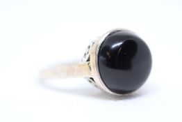 Sterling silver ring set with black onyx limited e