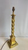 Brass barley-twist table lamp