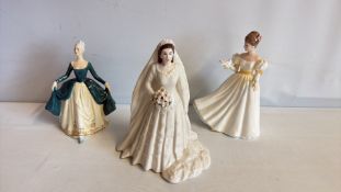 Set of 3 Royal Worcester and Royal Doulton bone china figurines