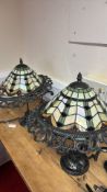 Pair of Tiffany-style leaded glass table lamps