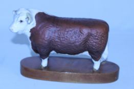 Beswick Hereford bull on plinth