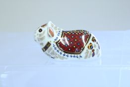 Royal crown derby guinea pig with silver stopper
