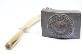 WWII German belt buckle with trench art letter ope