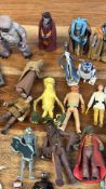 Group of assorted Star Wars action figures and accessories, including R2-D2 droids, Darth Vader,