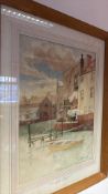 Harold Gilbert: 'River Scene, Bridlington', watercolour (52cm x 39.5cm including frame)