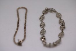 925 Silver bracelet & White metal ornate bracelet