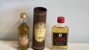 2 Miniature Scotch Whiskies: Glenturret 18 Year Old and Talisker 100 Proof