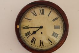 Early 20th century mahogany cased school wall clock, Made in England