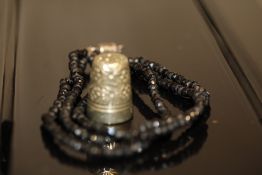 Silver clasp & french jet bracelet