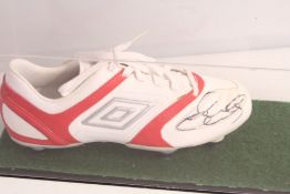 Paul Scholes Signed Umbro Football Boot Display with Certificate of Authenticity