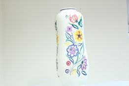 A Poole Pottery English porcelain vase, of tapering baluster form with narrow neck, painted in