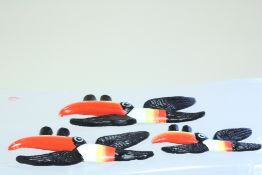 Set of 3 cast iron flying toucans