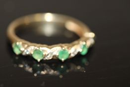 9ct Gold emerald & diamond ring