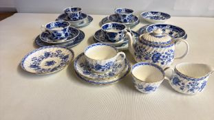Group of blue-and-white porcelain tea wares, including Minton and Chinese marked pieces