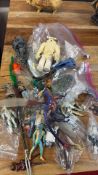 Group of Star Wars style action figures and accessories