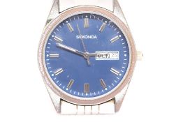 Gents Sekonda quartz watch with blue dial, day/date