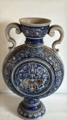 German blue-glazed stoneware trophy vase, stamped and numbered