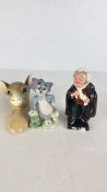 A Group of Ceramic Figurines Including Tom (Tom and Jerry) and a Gentleman Character