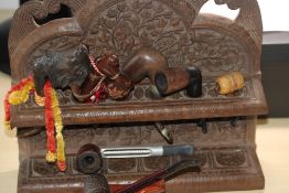 Collection of smoker's pipe & stand plus 2 additio