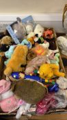 A group of assorted soft toys and plush animals
