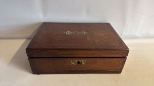 Victorian walnut writing slope with green leather interior