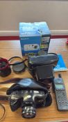 Group of cameras and accessories including Nikai-Tec 35mm camera and Sony DSC-P72 Cyber-shot (