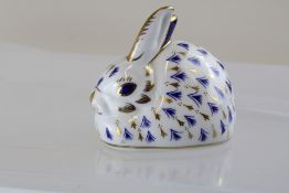 Boxed royal crown derby rabbit with gold stopper