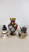 Group of Chinese CloisonnÃ© Enamel Vases, Ginger Jar and Miniature Teapots