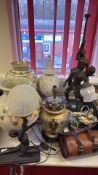 Group of Figural Table Lamps and Ceramic Lamp Base