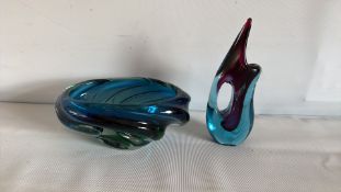 2 Contemporary Cased Art Glass Forms