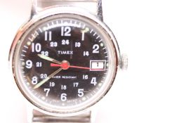 Timex vintage watch with black dial & date