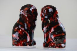 Anita Harris pair of Staffordshire dogs signed in