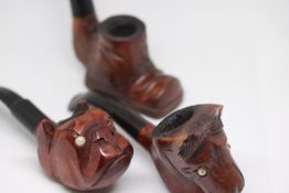 3x Novelty smokers pipe in the from of a boot, dog