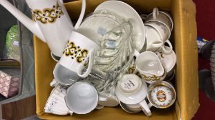 Mixed ceramics and glass tableware group