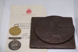 WWI memorial plaque awarded to Lieutenant Alfred Granville Bishop RAF
