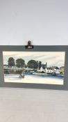 Signed watercolour of Kirkcudbright harbour (40.5cm x 67cm including frame)