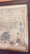 Framed 1839 Needlework Sampler (45cm x 43cm including frame)