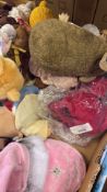 A group of assorted plush toys including TY Beanie-style animals and a boxed lamb soft toy