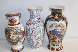 Group of 3 Hand-Painted Porcelain Vases