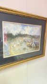 A signed framed watercolour pastoral landscape (40.5cm x 53cm including frame)