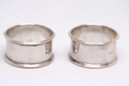 2x Silver napkin rings Weight 36.9g