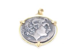 Alexandra the great coin 14ct gold pendant mount