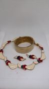 Monet Ceramic and Gold Coloured Jewellery Set.