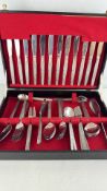 Cased silver-plated canteen of foliate-engraved cutlery