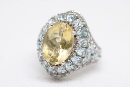 Platinum vermeil & silver ring set with citrine 5.