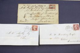 3x Victorian letter envelopes with penny reds