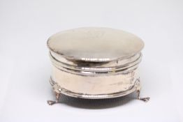 Silver footed trinket box with felt liner date let