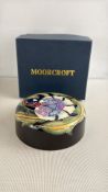 Moorcroft tube-lined pottery lid in Moorcroft box
